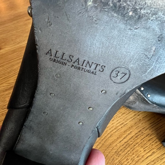 ⭐️ All Saints Inez Black Leather Studded Booties Size EU 37 / US 6.5 - Picture 14 of 15